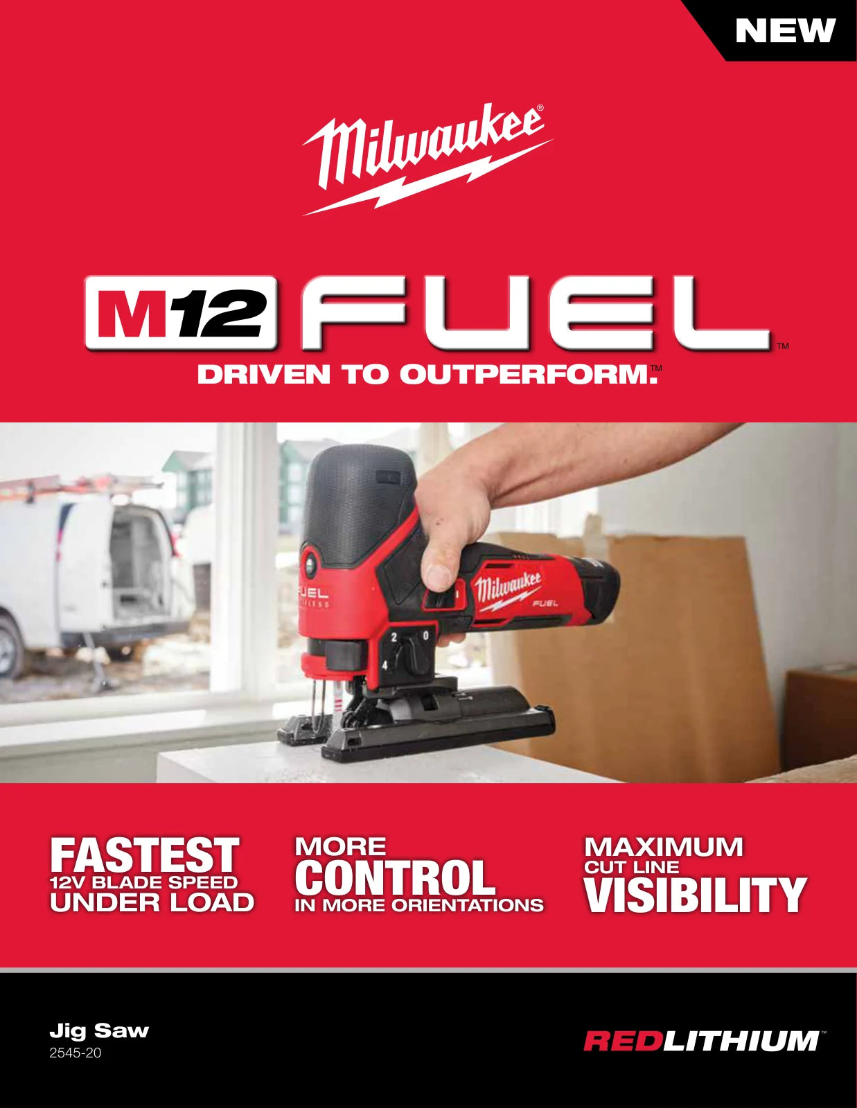 Milwaukee 2023 M12 FUEL 2545 Jig Saw Feature Sheet
