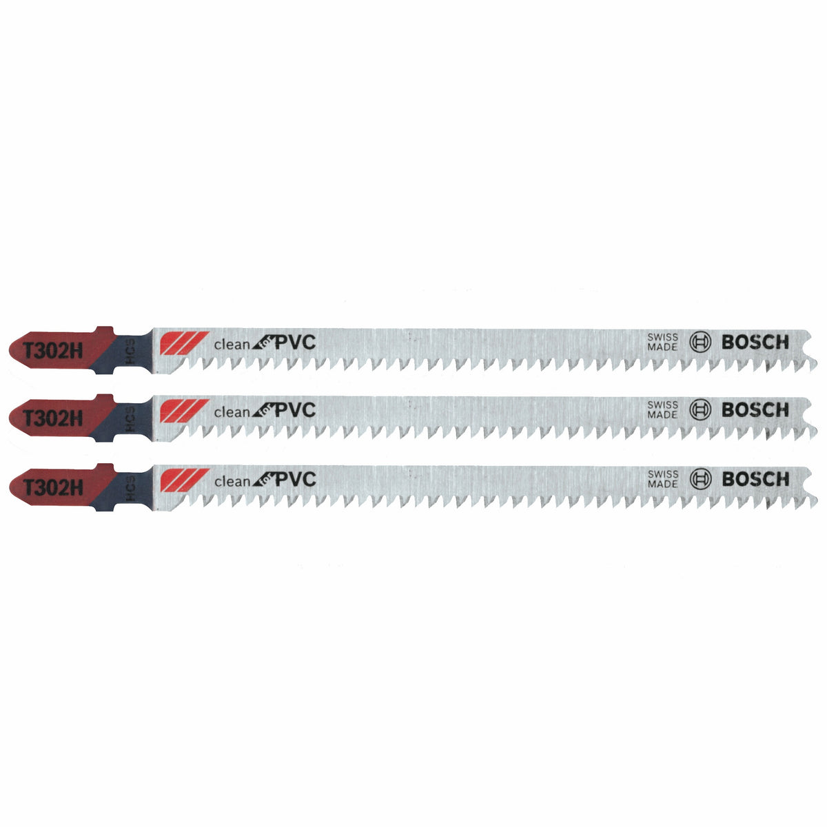 Bosch T302H3 3 pc. 5-1/4 In. 10 TPI Clean for PVC T-Shank Jig Saw Blades