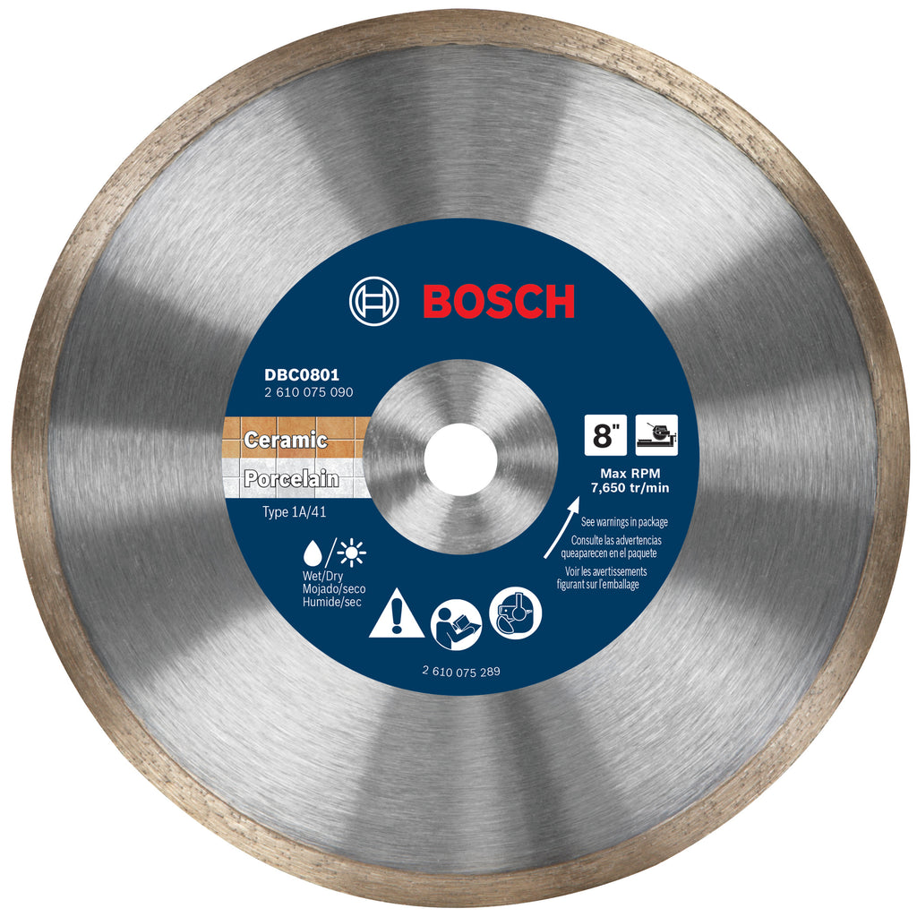 Bosch DBC0801 8 In. Continuous Rim Diamond Wheel for Precise Cuts