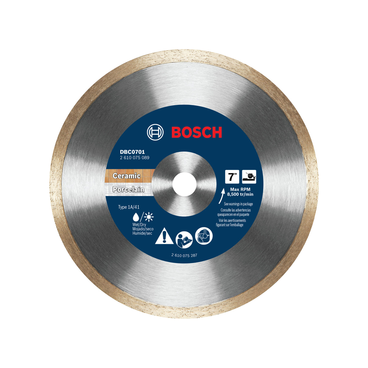 Bosch DBC0701 7 In. Continuous Rim Diamond Wheel for Precise Cuts