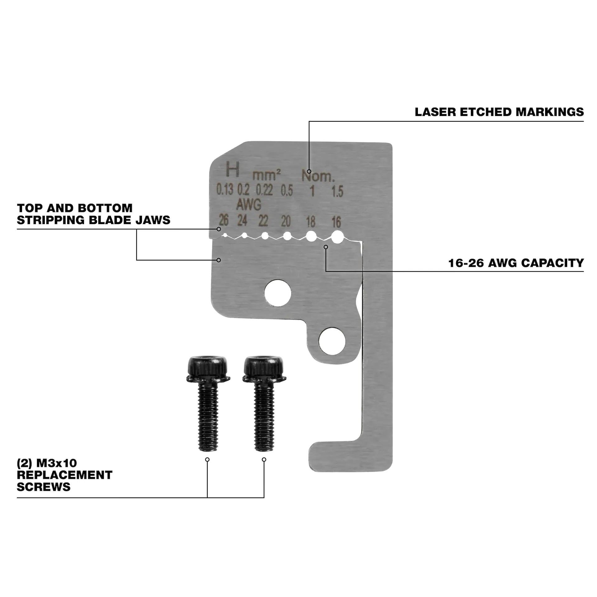 16-26 AWG Automatic Wire Stripper Low Voltage Replacement Blade Kit