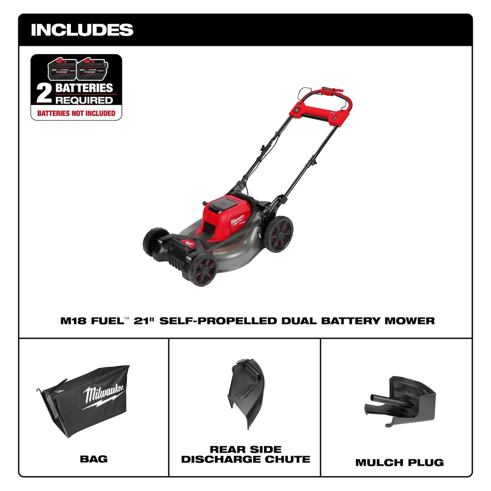 M18 FUEL™ 21" Self-Propelled Dual Battery Mower