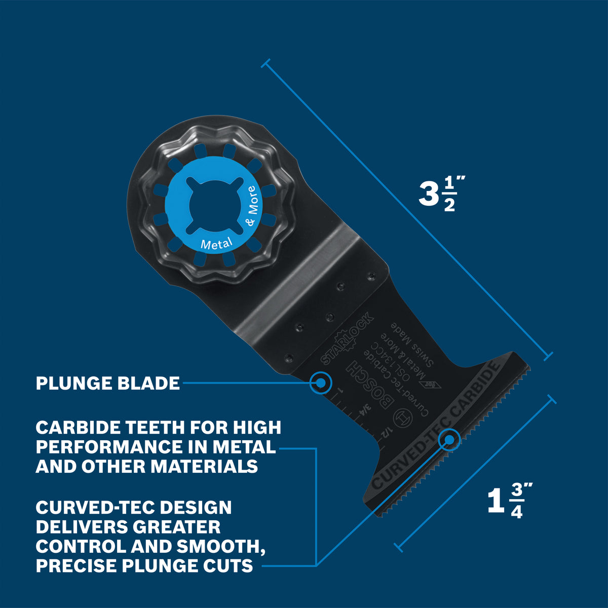 Bosch OSL134CC 1-3/4 In. Starlock Oscillating Multi-Tool Curved-Tec Carbide Extreme Plunge Blade