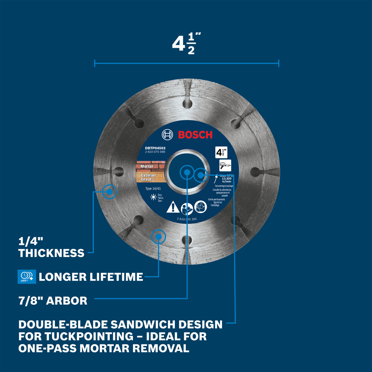 Bosch DBTP04502 4-1/2 In. Premium Sandwich Tuckpointing Wheel