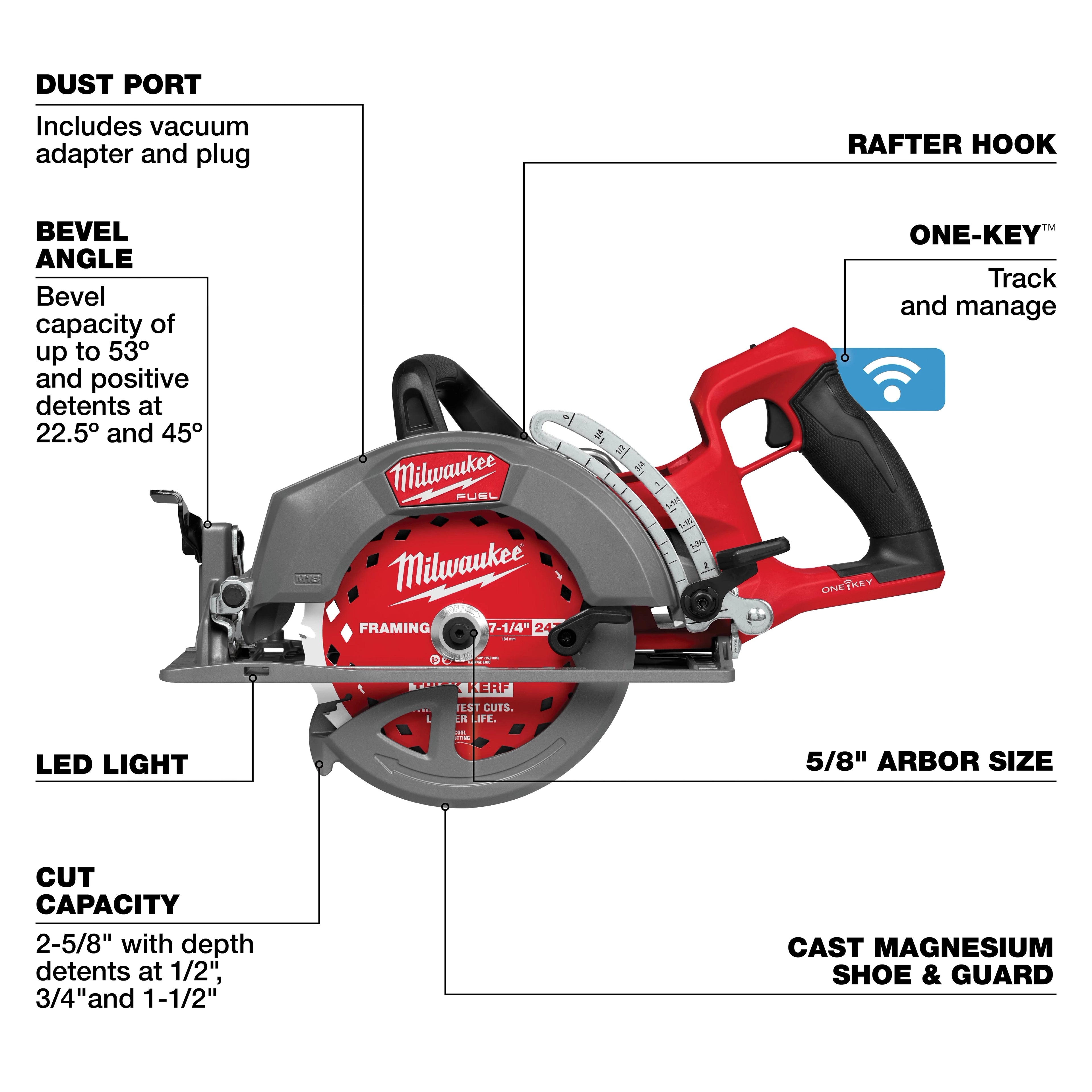 M18 FUEL™ 7-1/4" Rear Handle Circular Saw w/ONE-KEY ™