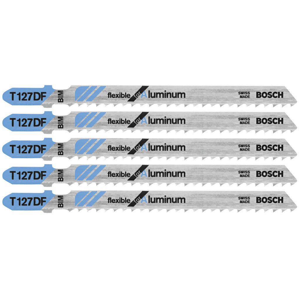 Bosch T127DF 5 pc. 4 In. 8 TPI Flexible for Aluminum T-Shank Jig Saw Blades