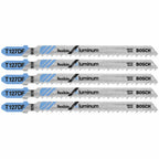 Bosch T127DF 5 pc. 4 In. 8 TPI Flexible for Aluminum T-Shank Jig Saw Blades