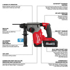 Milwaukee M18 FUEL 1" SDS Plus Rotary Hammer with  ONE-KEY Dust Extractor Kit | 2914-22DE