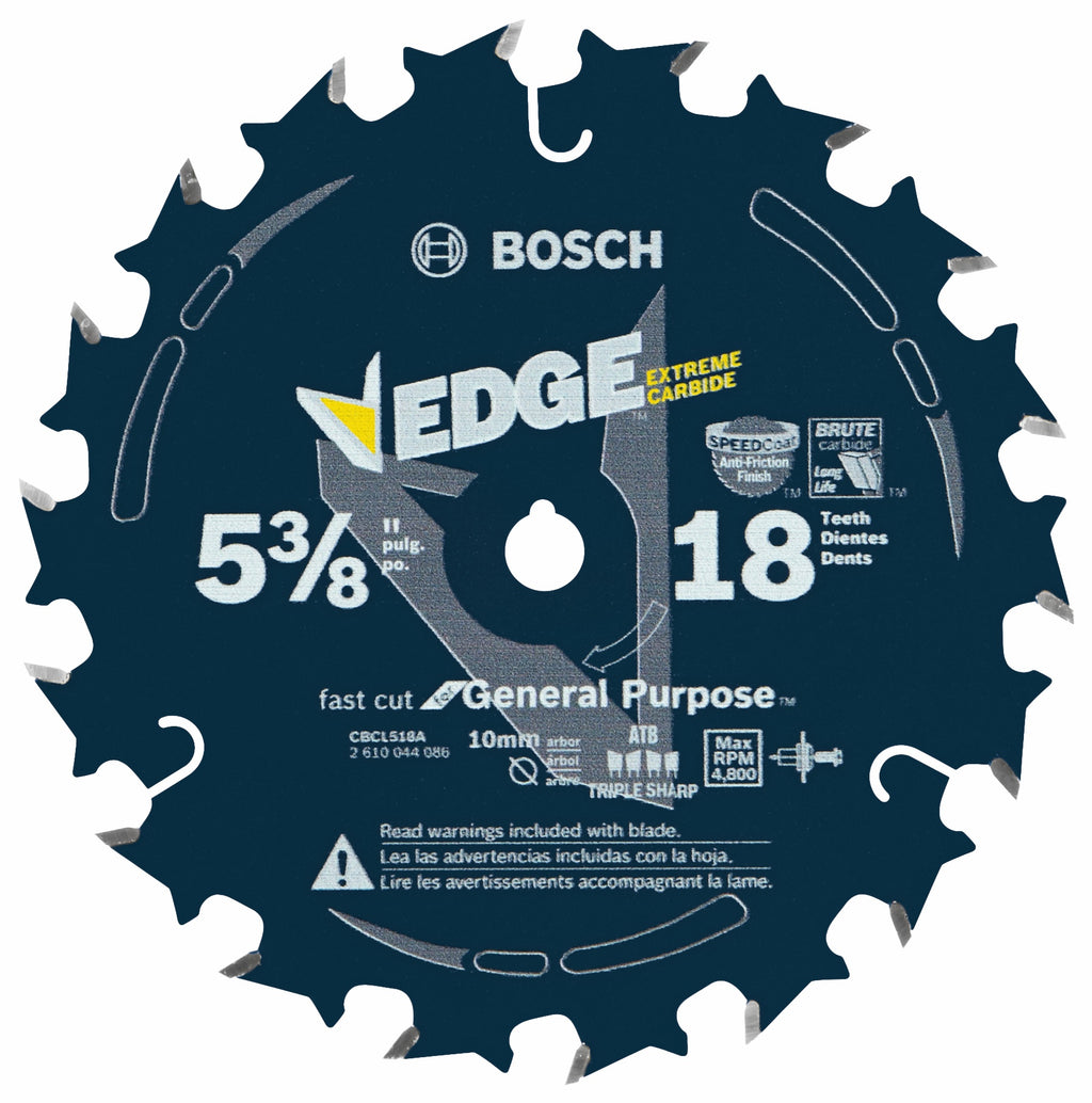 Bosch CBCL518A 5-3/8 In. 18 Tooth Edge Circular Saw Blade for Fast Cuts