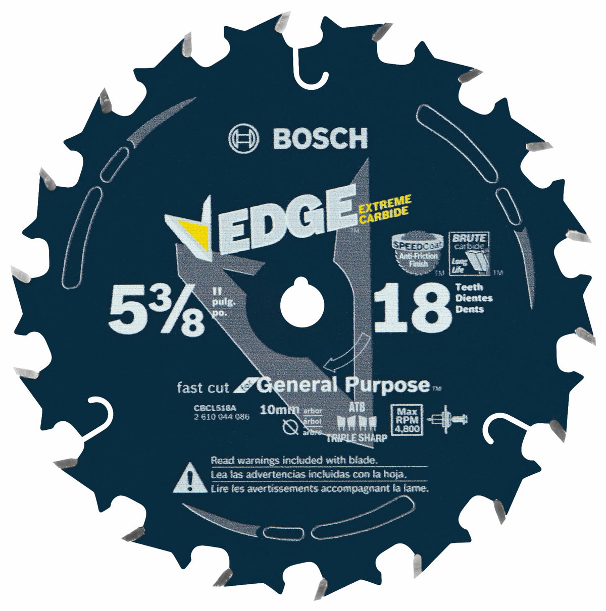 Bosch CBCL518A 5-3/8 In. 18 Tooth Edge Circular Saw Blade for Fast Cuts