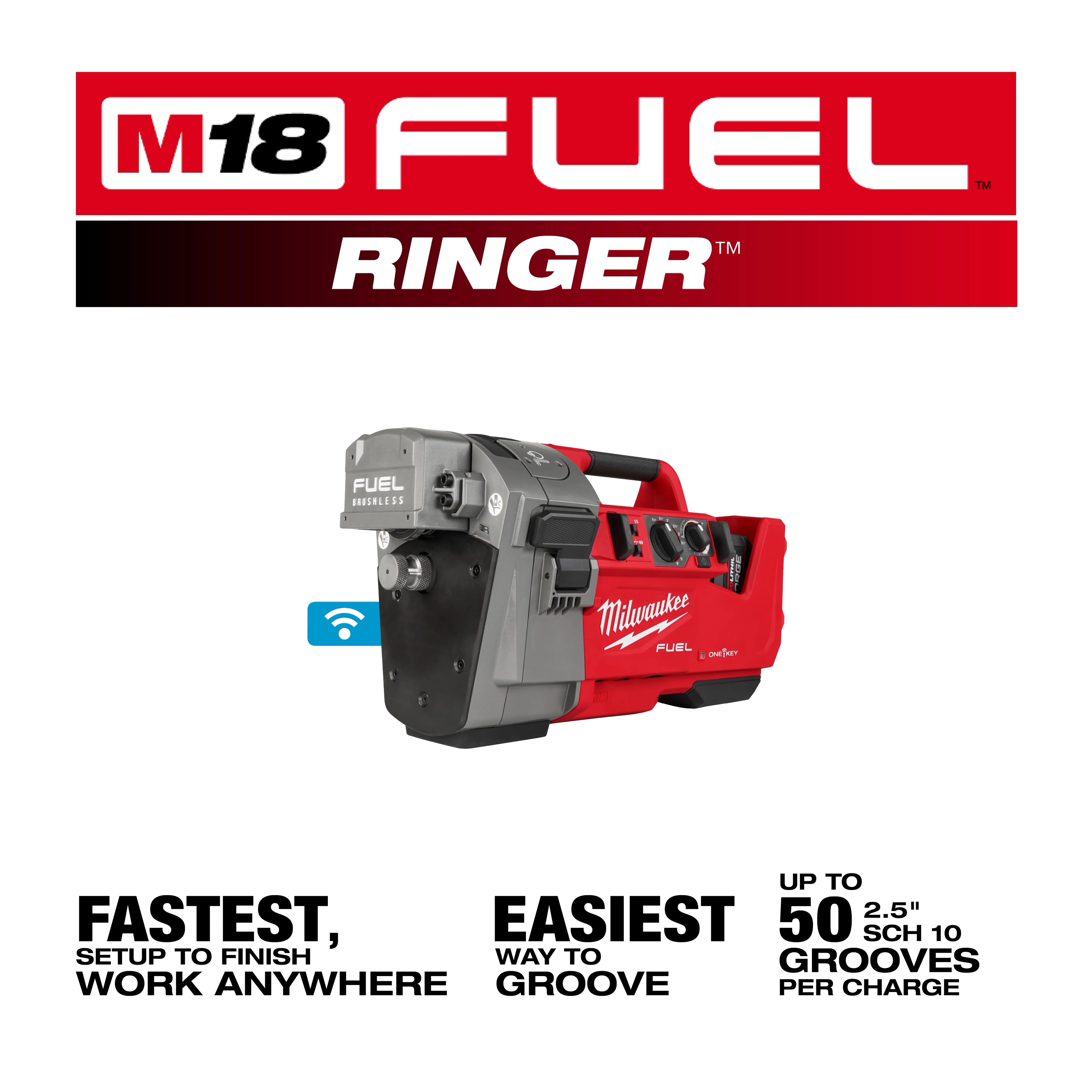 M18 FUEL™ RINGER™ Roll Groover for 1-1/4” - 4” Sch 10/40, 6” Sch 10