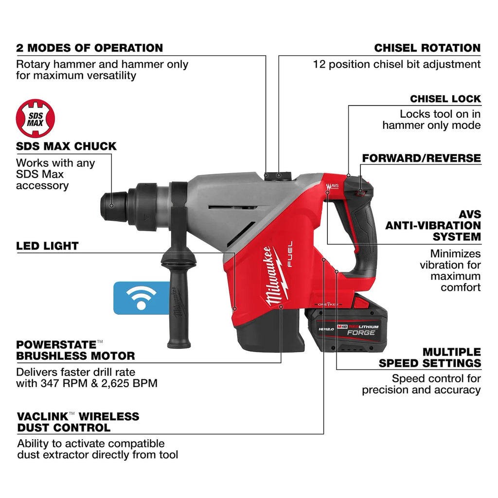 M18 FUEL™ 1-3/4" SDS MAX Rotary Hammer w/ ONE-KEY™