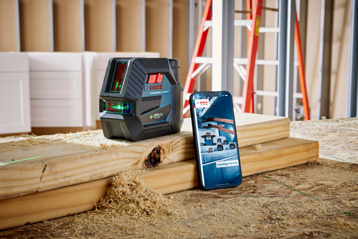 Bosch GCL165-82CGL 12V Max Connected Green-Beam Cross-Line Laser with Plumb Points and 12V Battery
