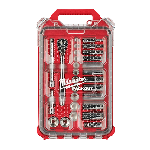 3/8” Drive 28pc Ratchet & Socket Set with PACKOUT™ Low-Profile Compact Organizer - SAE