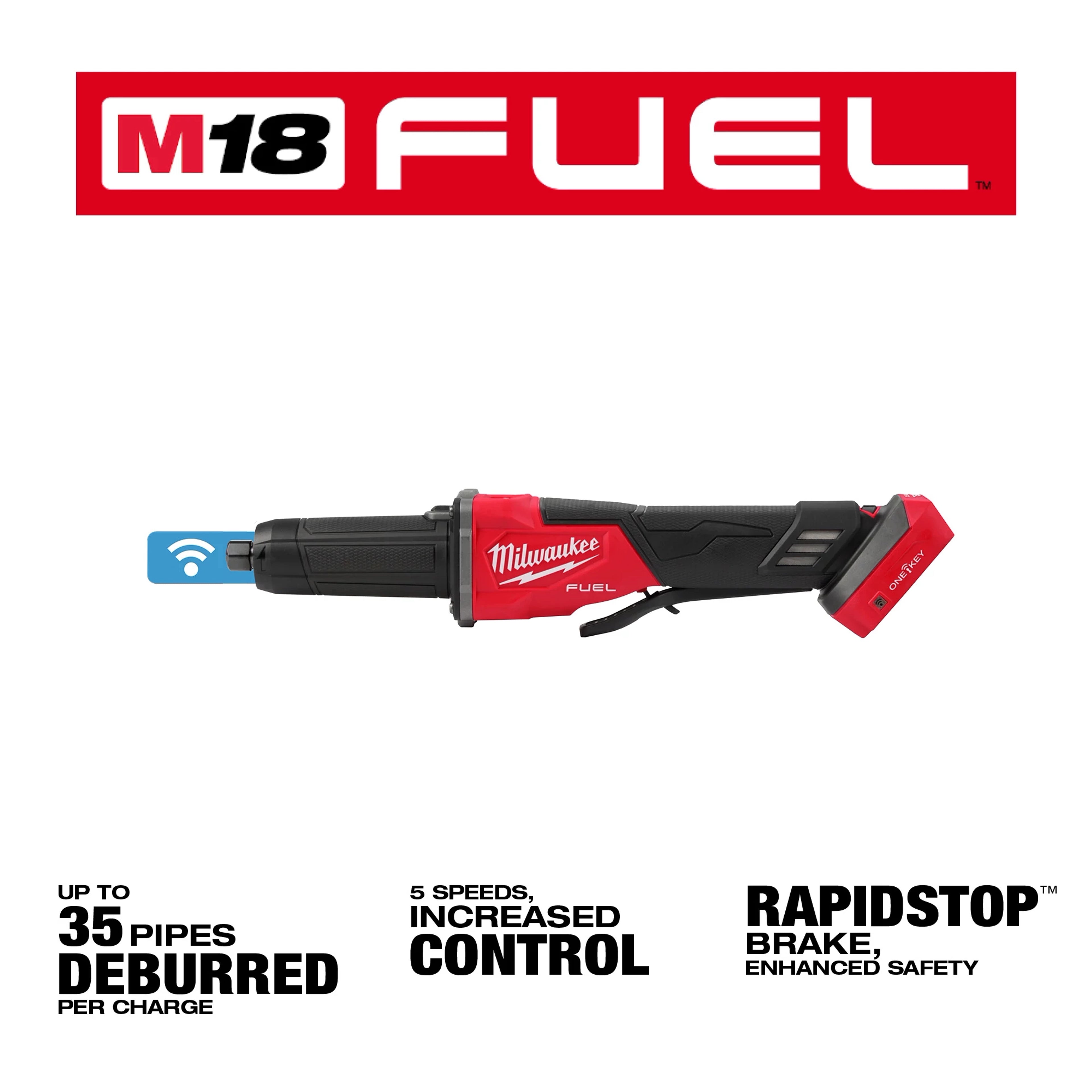 M18 FUEL™ Variable Speed, Braking Die Grinder, Paddle Switch w/ ONE-KEY™