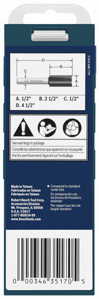 Bosch 85252MC 1/2 In. x 2-1/2 In. Carbide-Tipped Double-Flute Straight Router Bit