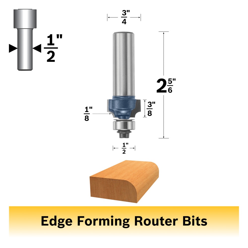 Bosch 85588M 1/8 In. x 3/8 In. Carbide Tipped Roundover Bit