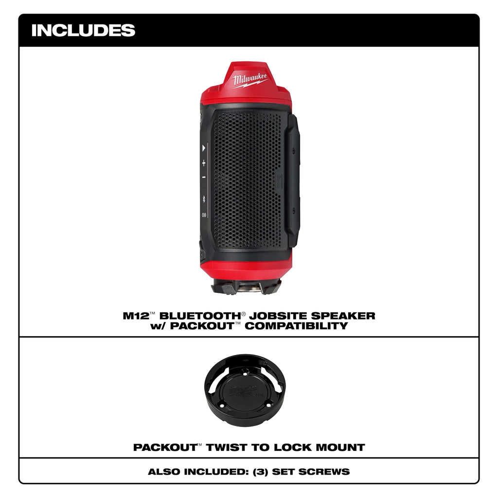 Milwaukee M12 Bluetooth Jobsite Speaker with  PACKOUT Compatibility | 2955-20