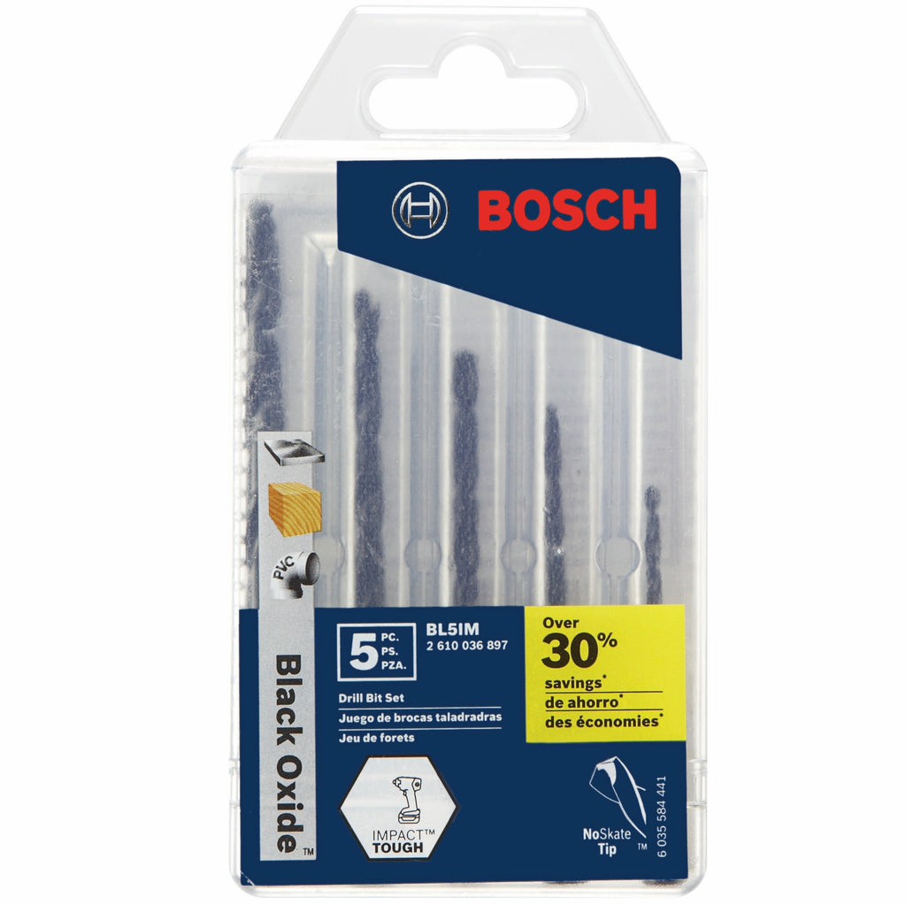 Bosch BL5IM 5 Pc. Impact Tough Black Oxide Drill Bit Set