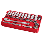3/8” Drive 28pc Ratchet & Socket Set with PACKOUT™ Low-Profile Compact Organizer - SAE