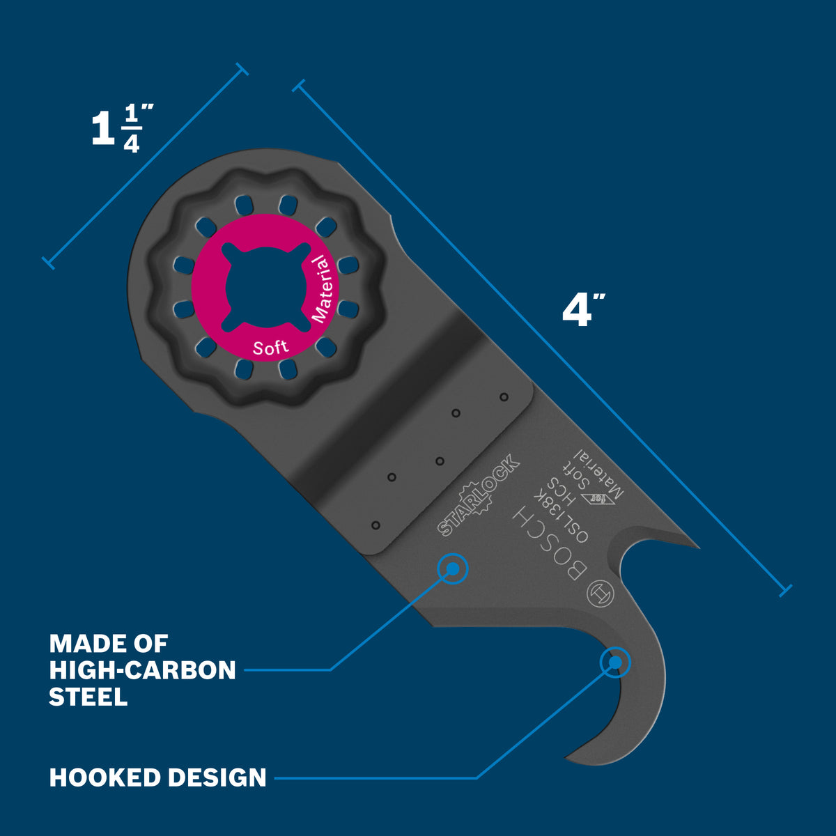 Bosch OSL138K 1-1/4 In. Starlock Oscillating Multi Tool Hook Knife Blade