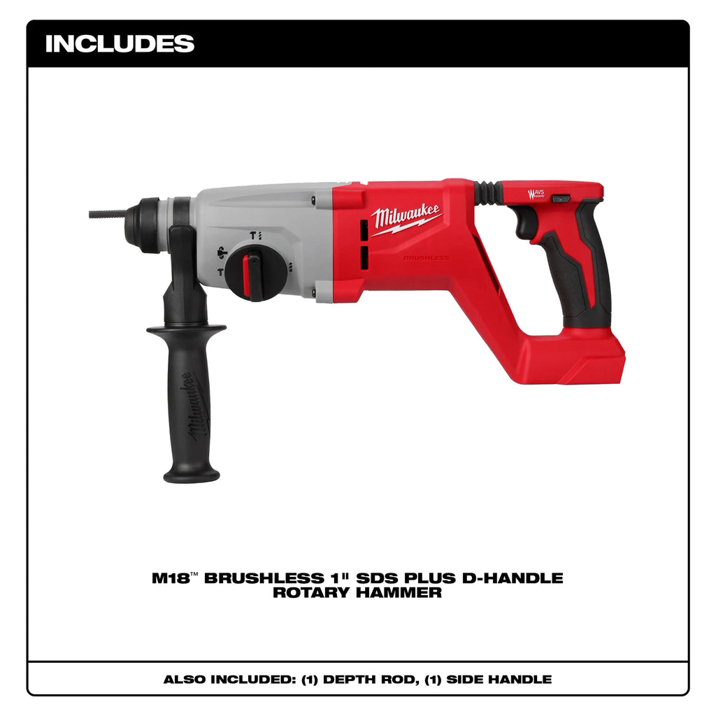 Milwaukee M18 Brushless 1” SDS Plus D-Handle Rotary Hammer | 2613-20