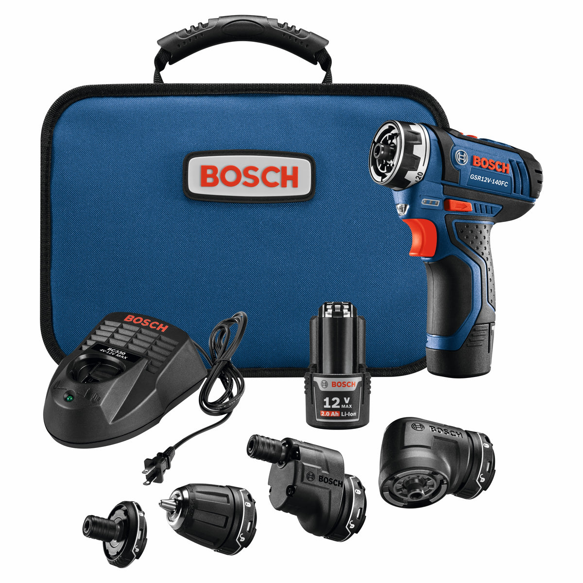 Bosch GSR12V-140FCB22 12V Max Drill/Driver with 5-In-1 Flexiclick System and (2) 2.0 Ah Batteries