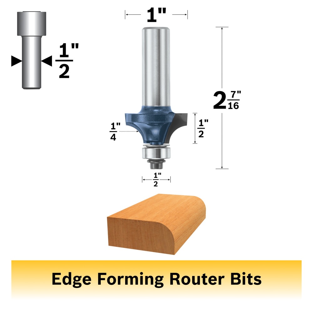 Bosch 84405M 1/4 In. x 1/2 In. Carbide Tipped Roundover Bit