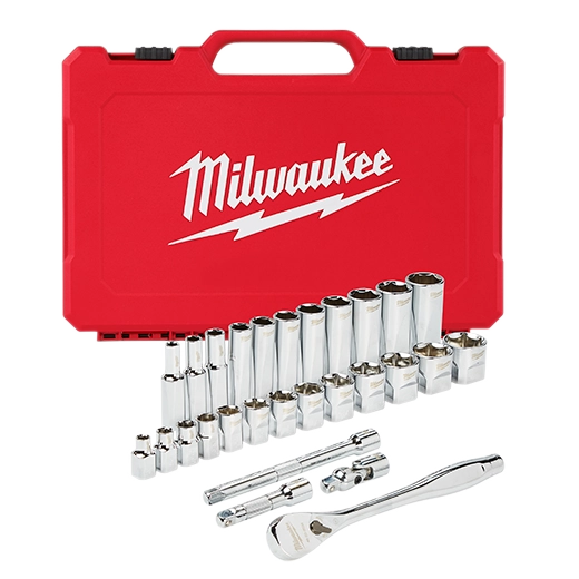 Milwaukee 3/8" Drive 28-Piece Ratchet & Socket Set- SAE | 48-22-9408