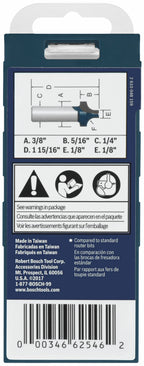 Bosch 85478MC 3/8 In. x 5/16 In. Carbide-Tipped Plunge Roundover Router Bit
