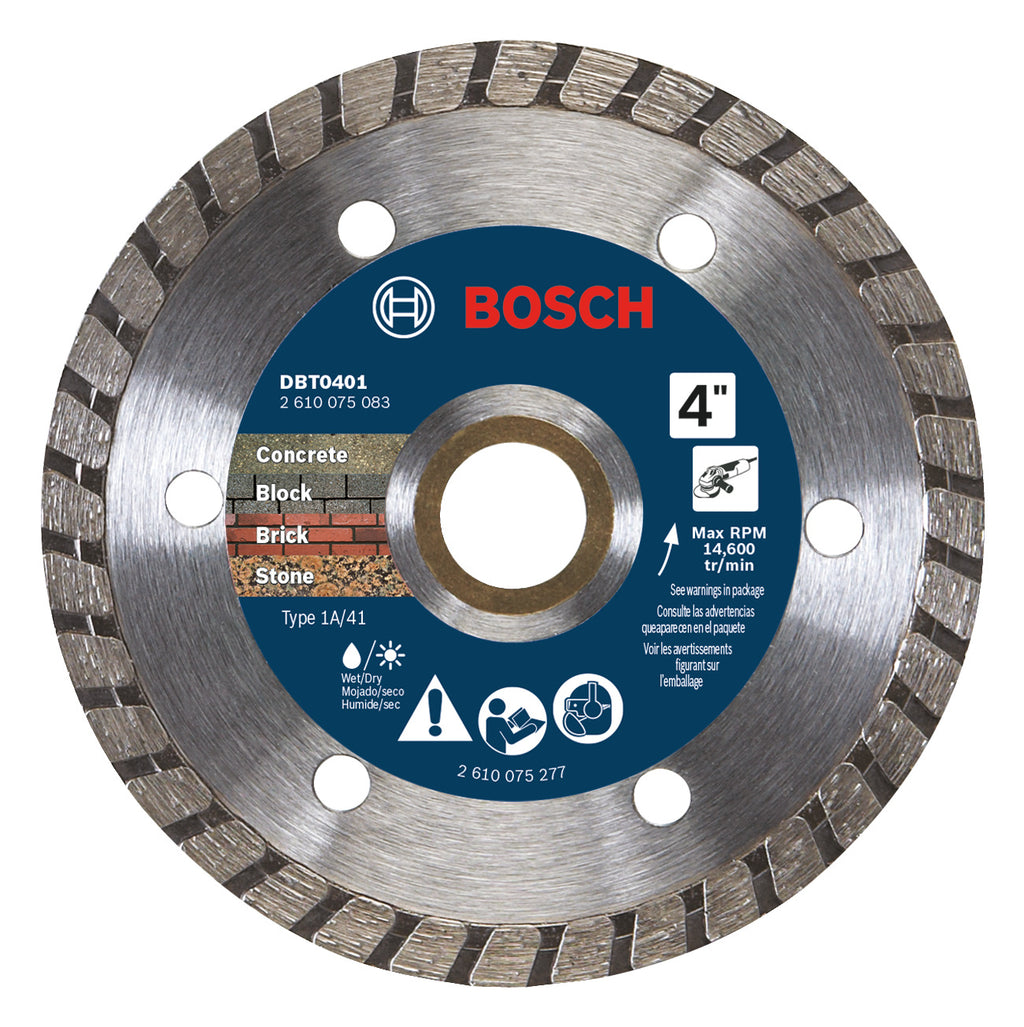 Bosch DBT0401 4 In. Turbo Rim Diamond Blade for Smooth Cuts