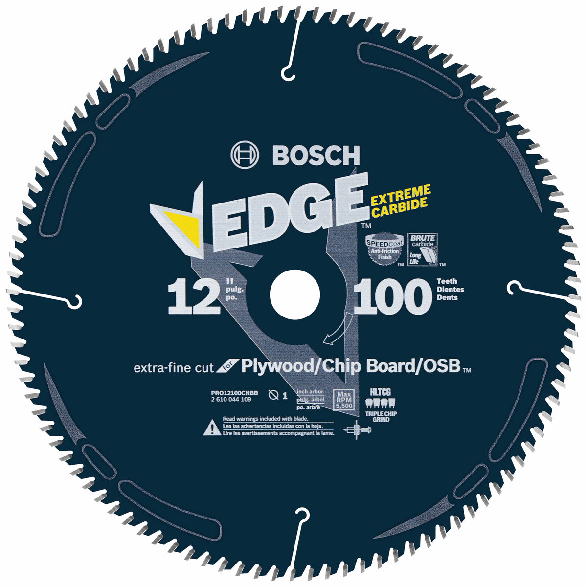 Bosch PRO12100CHBB 12 In. 100 Tooth Edge Circular Saw Blade for OSB/Plywood/Plastic