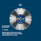Bosch DBS1201 12 In. Segmented Rim Blade for Rough Cuts