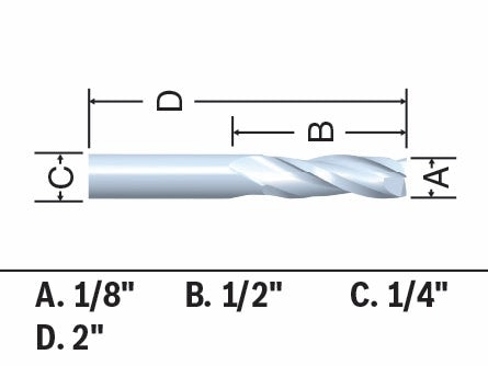Bosch 85908MC 1/8 In. x 1/2 In. Solid Carbide Double-Flute Upcut Spiral Router Bit