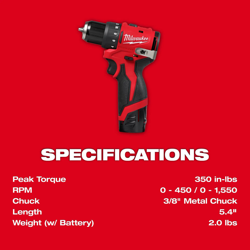 Milwaukee M12 Subcompact Brushless 3/8" Drill/Driver – Configuration Options