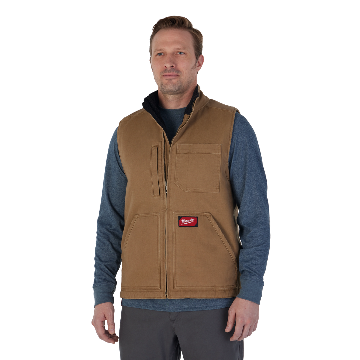 Milwaukee GRIDIRON Sherpa-Lined Vest - Brown