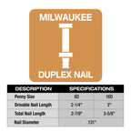 Milwaukee® 16D 3” x .131” Collated Duplex Nails