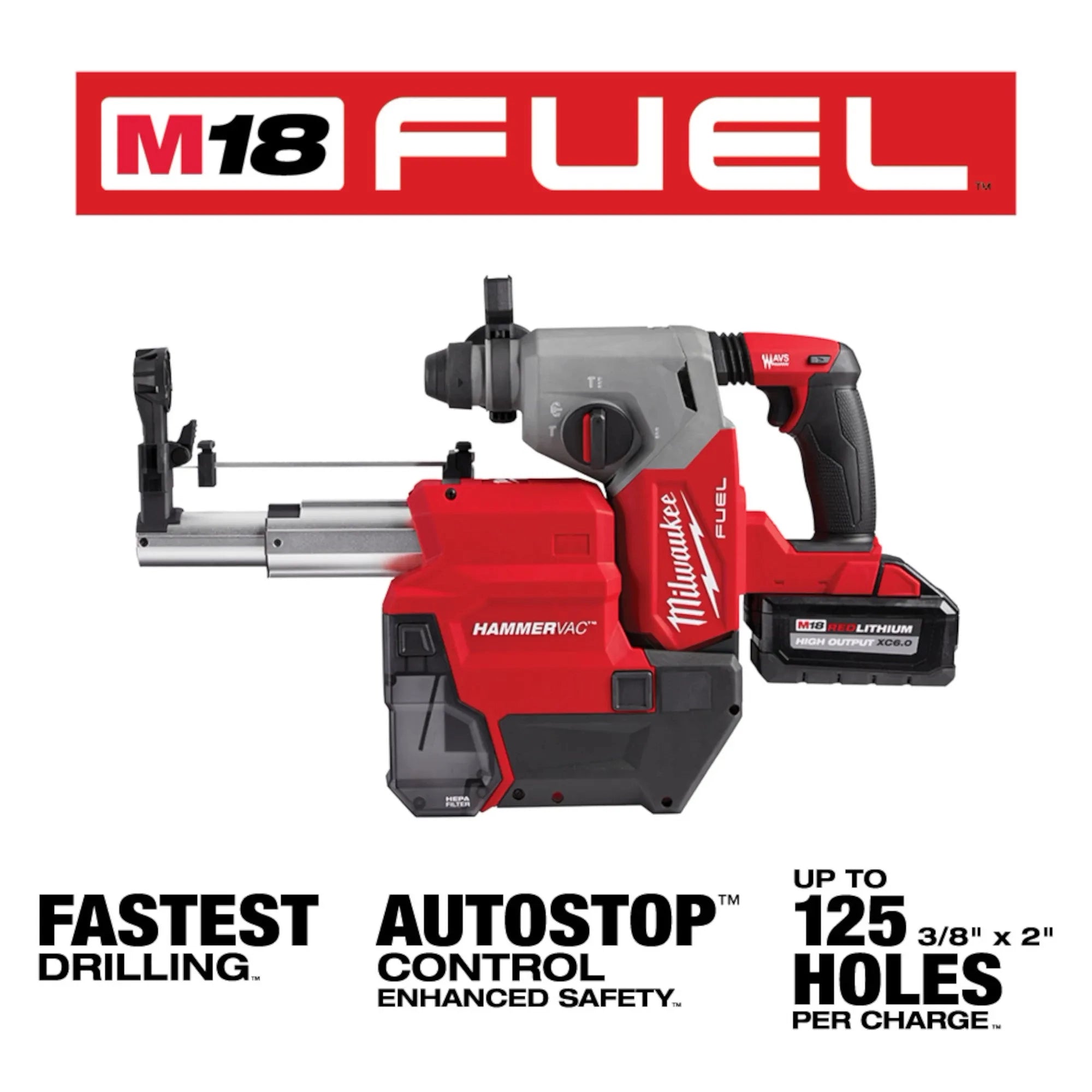 M18 FUEL™ 1” SDS Plus Rotary Hammer w/ Dust Extractor Kit