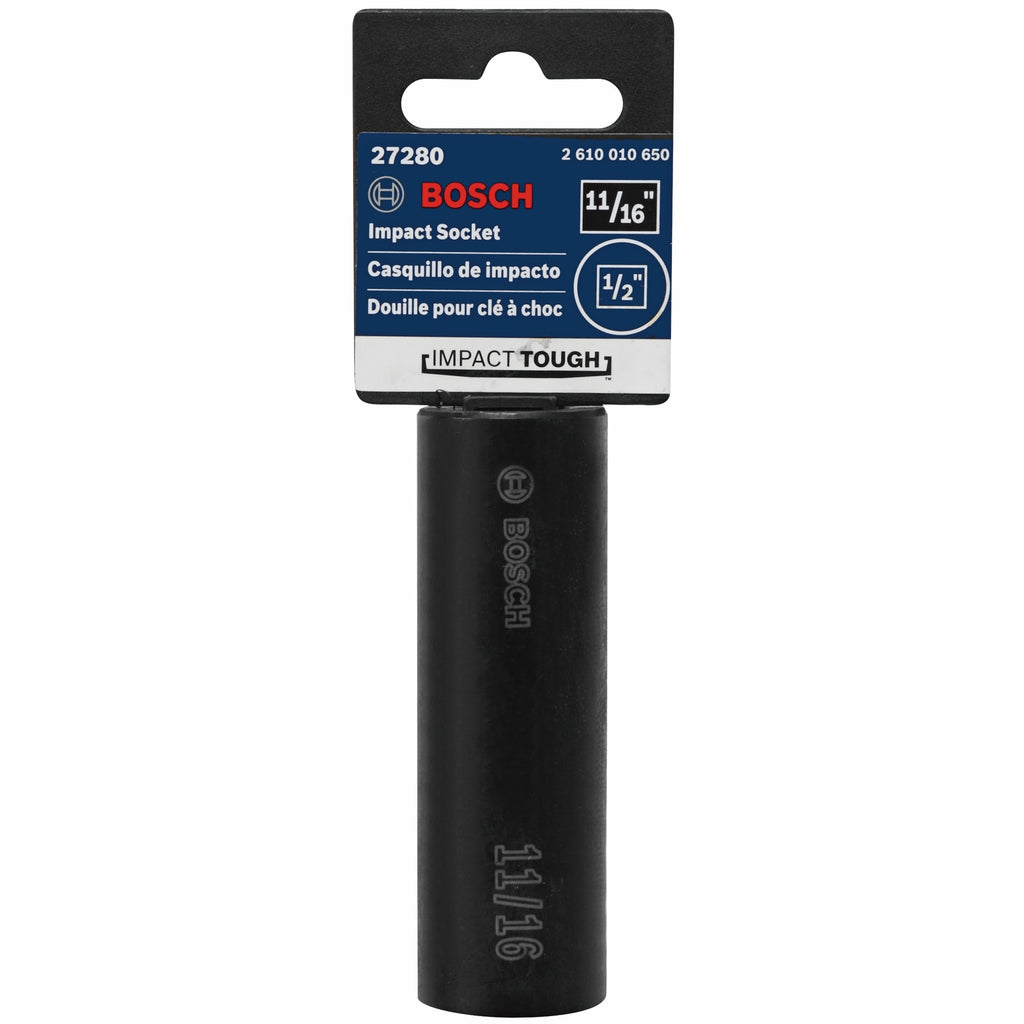 Bosch 27280 11/16 In. Impact Tough Deep Well Socket, 1/2 In. Shank