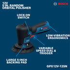 Bosch GPX12V-125N 12V Compact Cordless Brushless 5 In. Random Orbital Polisher (Tool Only)