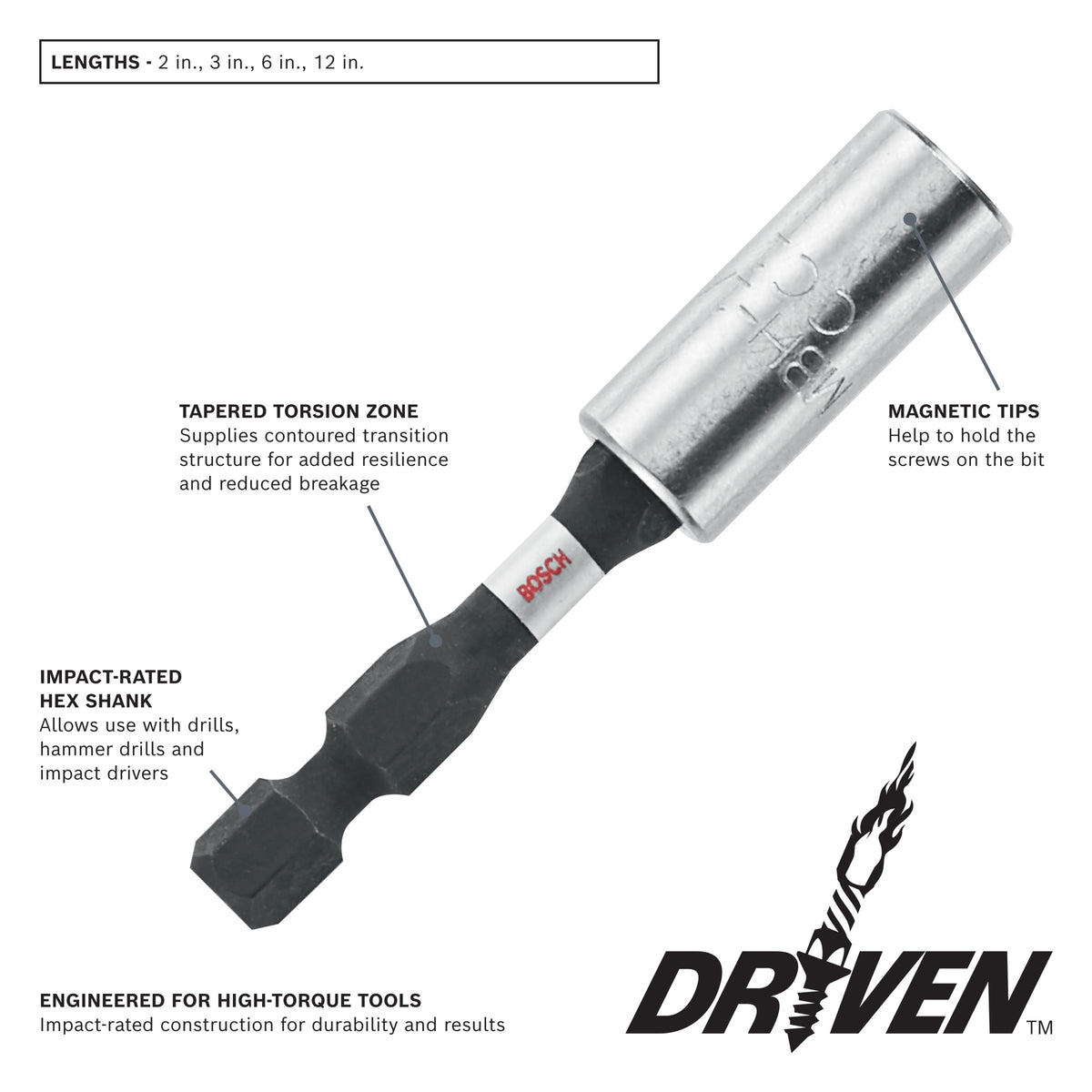 Bosch ITDBH1201 Driven 12 In. Impact Magnetic Bit Holder