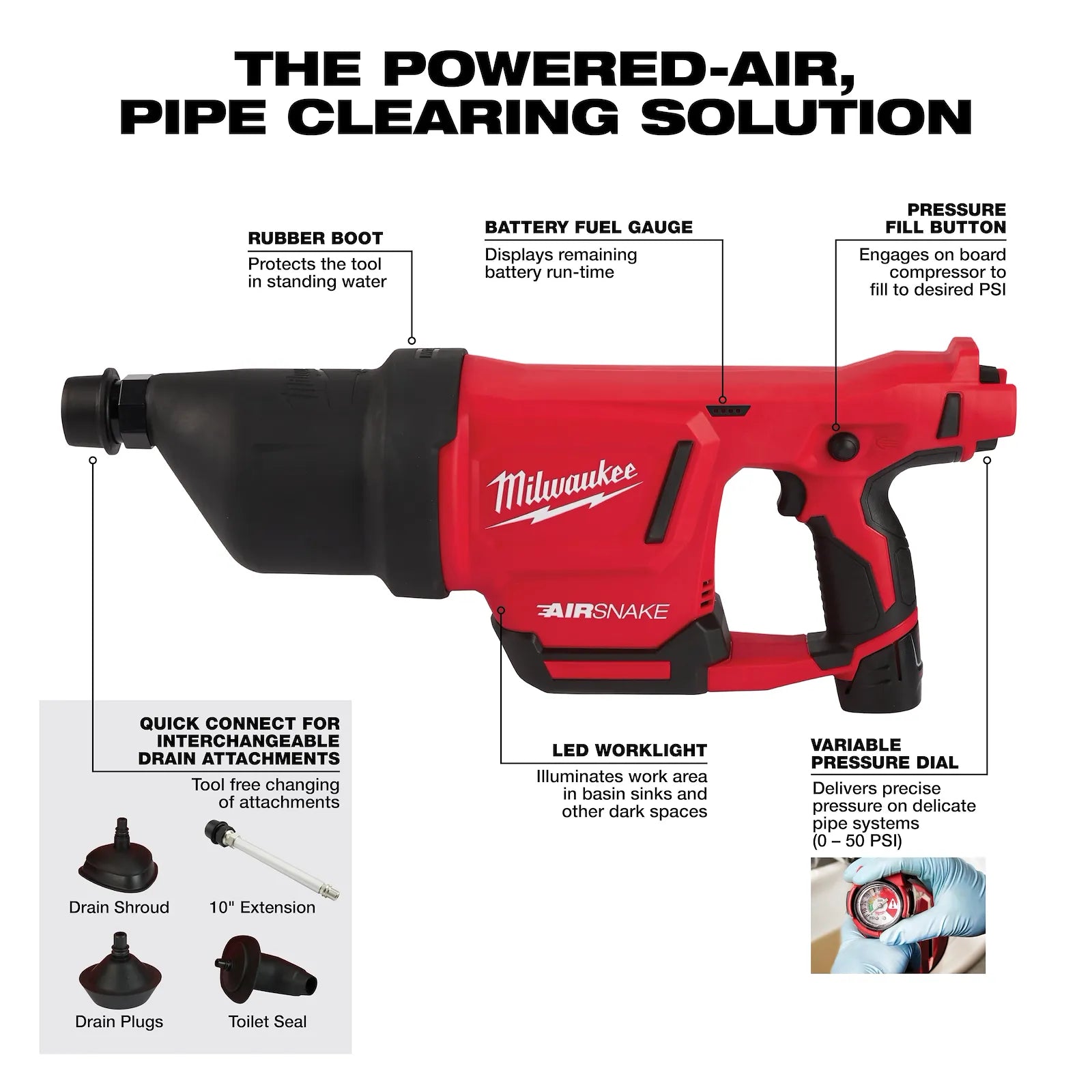 M12™ AIRSNAKE™ Drain Cleaning Air Gun Kit