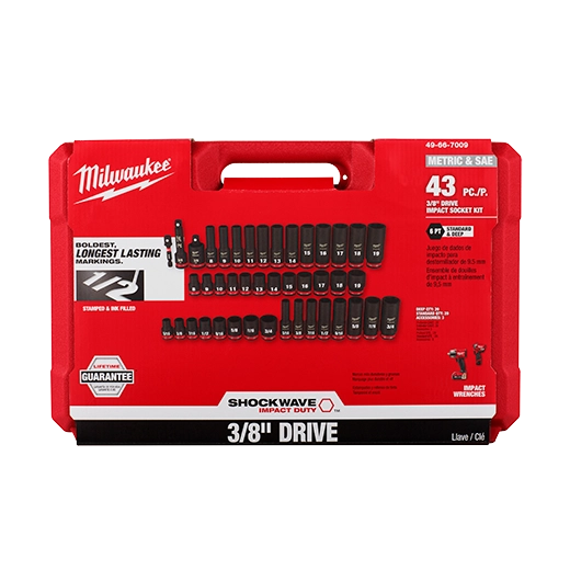 43PC SHOCKWAVE™ Impact Duty 3/8" Drive SAE & Metric Deep 6 Point Socket Set - 49-66-7009 - image 2