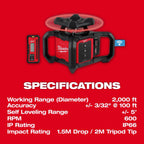 Milwaukee M18 Red Exterior Rotary Laser Level Kit with  Receiver, Tripod, & Grade Rod | 3701-21T