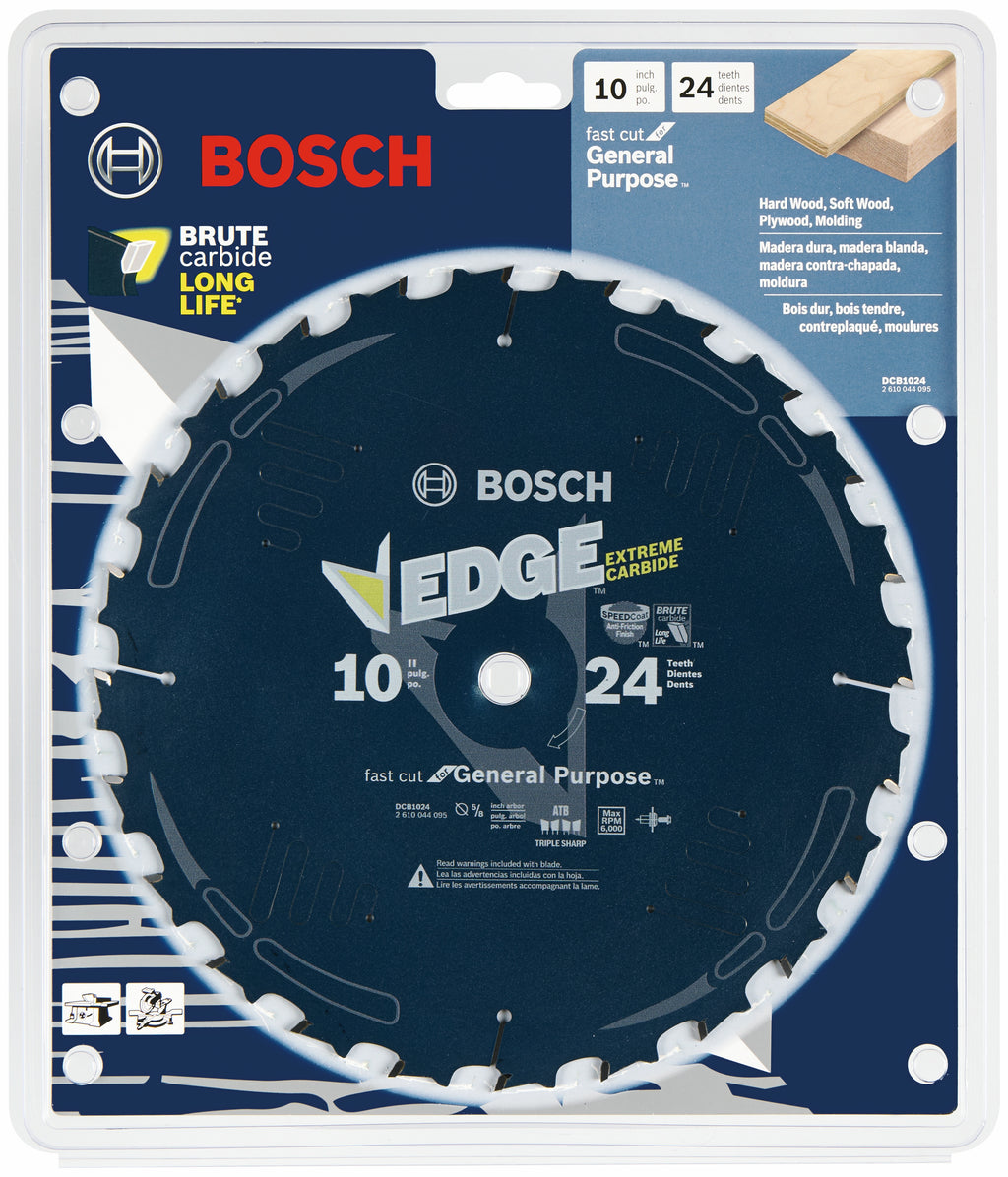 Bosch DCB1024 10 In. 24 Tooth Edge Circular Saw Blade for Fast Cuts