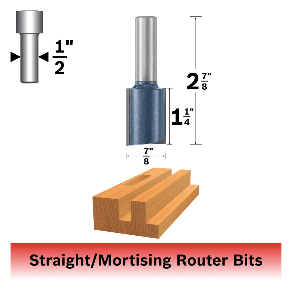 Bosch 85458M 7/8 In. x 1-1/4 In. Carbide Tipped 2-Flute Straight Bit