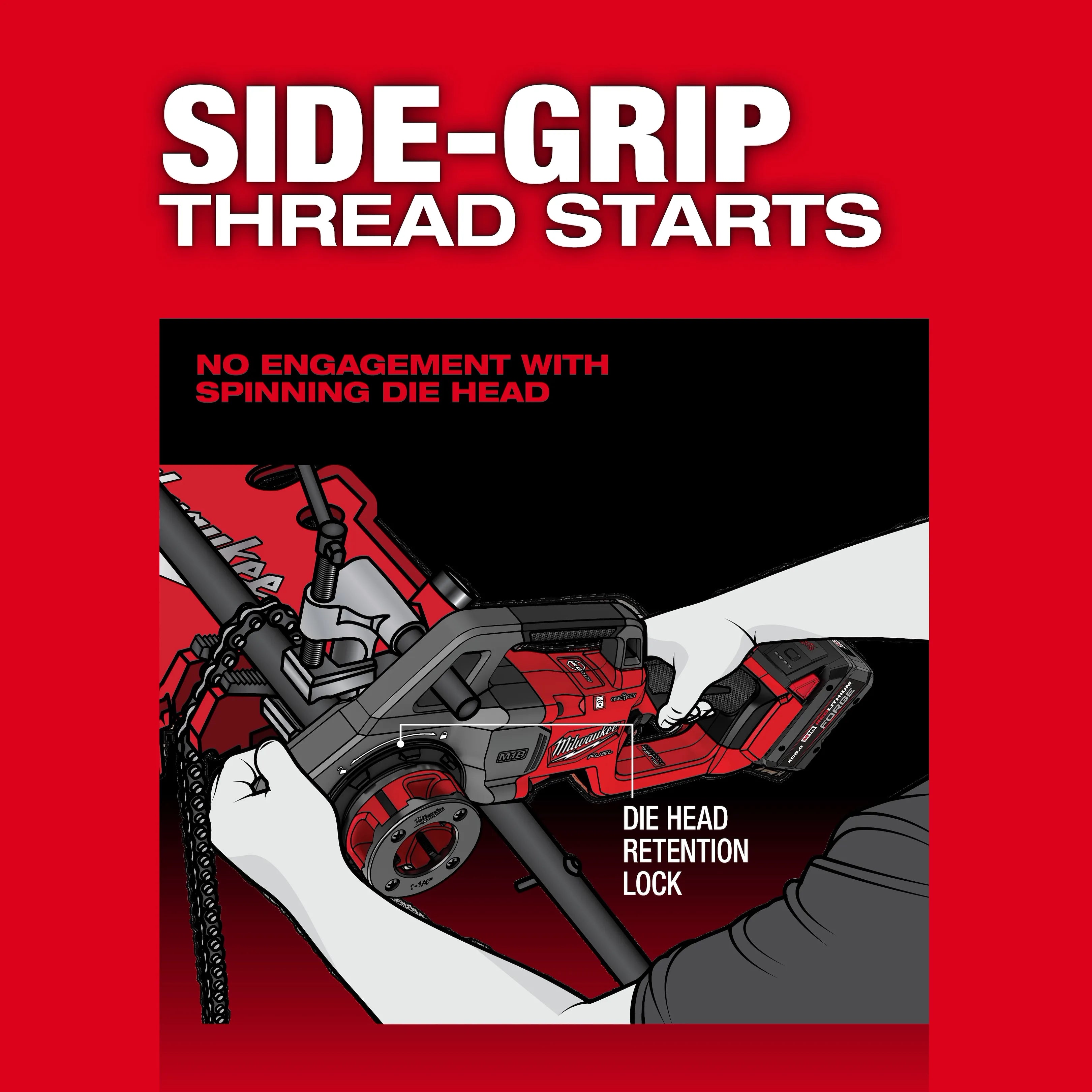 M18 FUEL™ Compact Pipe Threader w/ ONE-KEY™ w/ 1/2" - 1-1/4" Compact NPT Forged Aluminum Die Heads