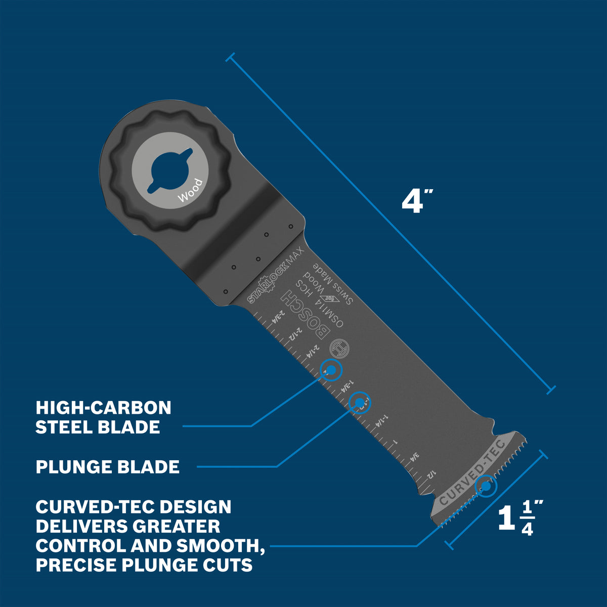 Bosch OSM114 1-1/4 In. StarlockMax Oscillating Multi Tool High-Carbon Steel Plunge Cut Blade