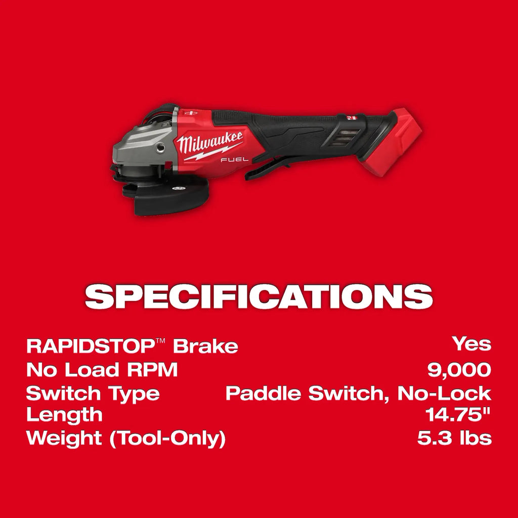 Milwaukee M18 FUEL 4-1/2"-6" Braking Grinder, Paddle Switch – Configuration Options