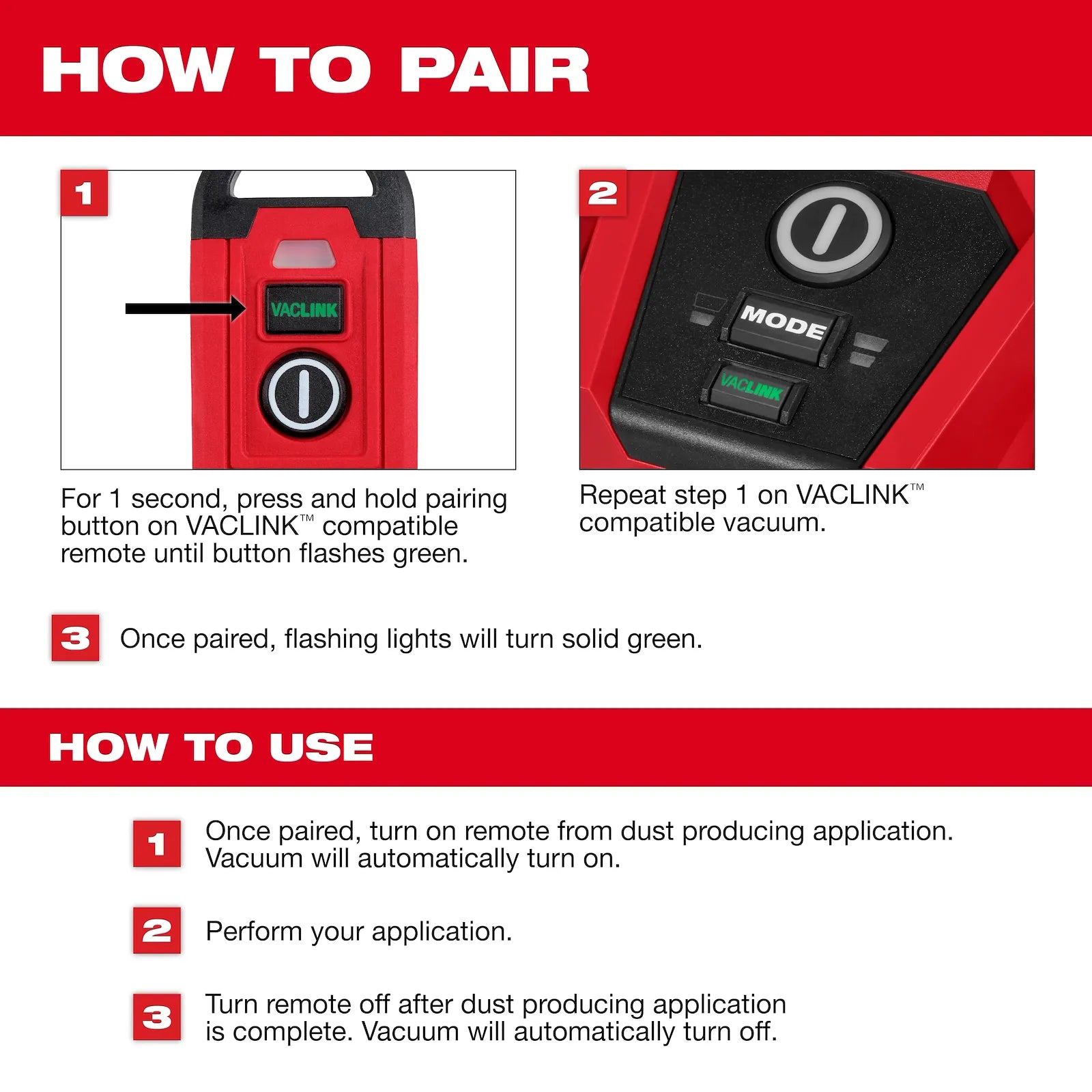 VACLINK™ Wireless Dust Control Remote